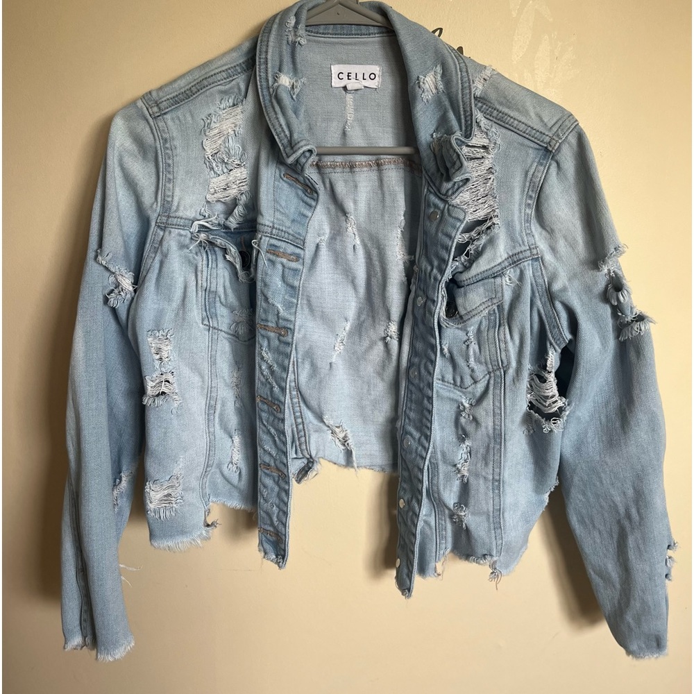 Distressed Cropped Jean Jacket